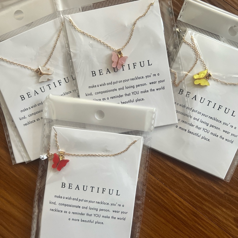 CHOICE OF COLOR Butterfly Pendant Necklace - Picture 6 of 7